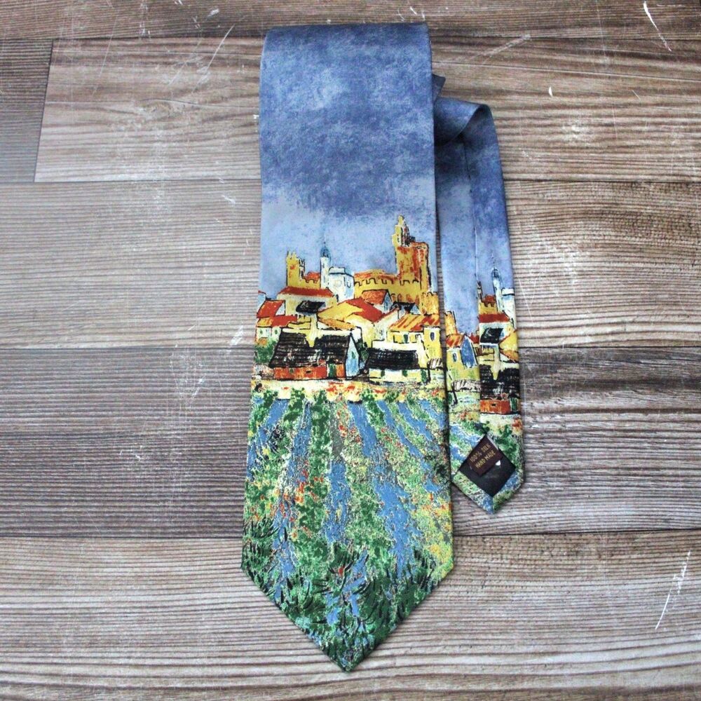 VTG Museum Artifacts All Silk Necktie Tie Saintes Maries Van Gogh 1888 4" W 59"L
